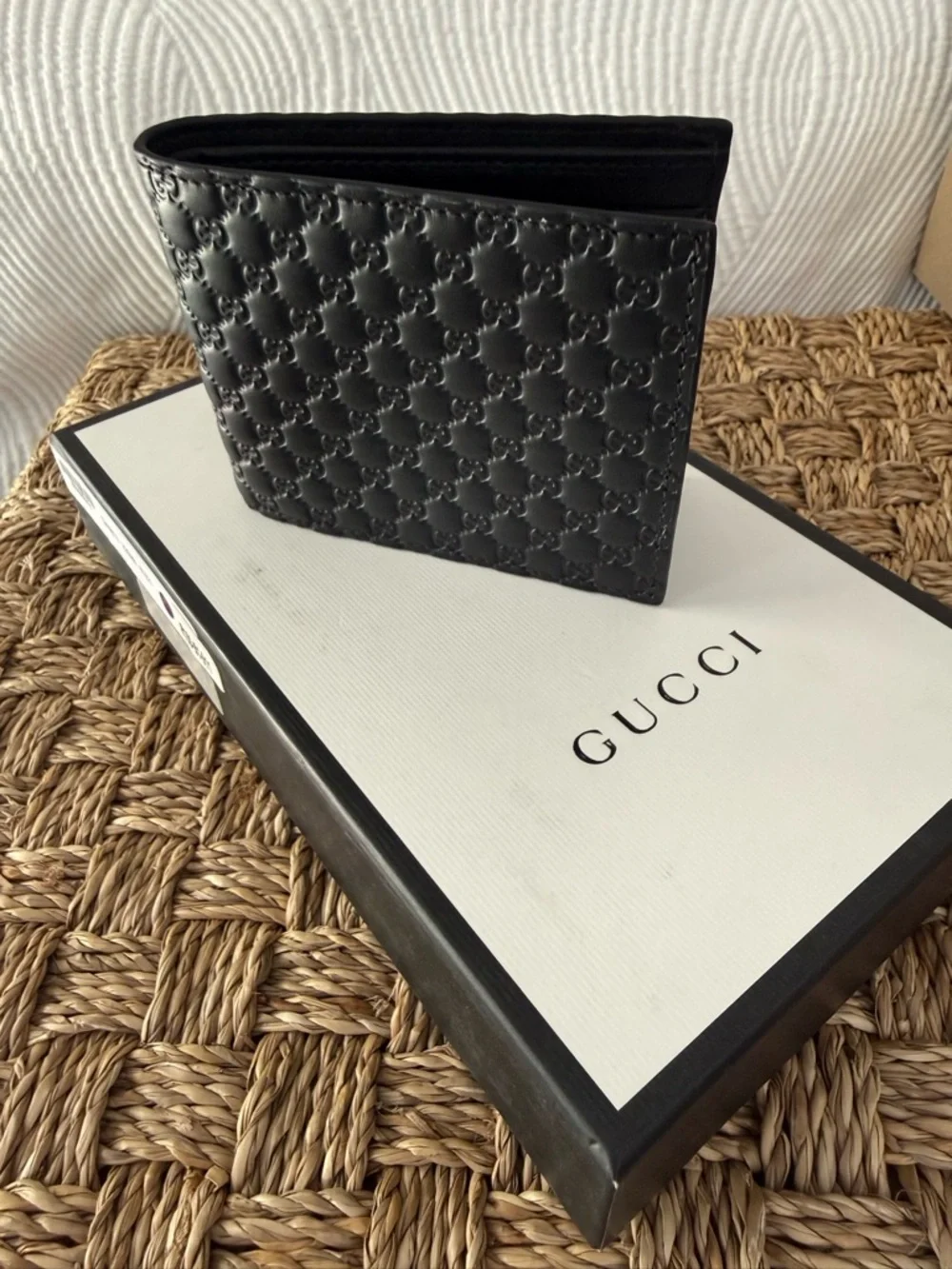Gucci Men's Navy Embossed GG Leather Wallet
